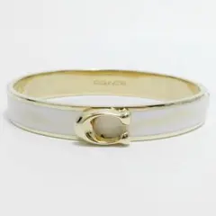 美品 COACH コーチ バングル ブレスレット 白系 木目調