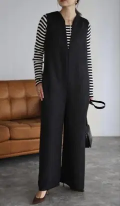 【★専用★】ボンジュールサガン　Vネックツイードオールインワン　卒業式　入学式