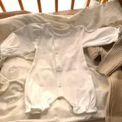 【極美品】PETIT KID 60cm ロンパース ホワイト ピコレース 綿