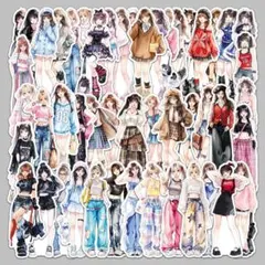 ❣️ 甘クールガールOOTDステッカー シール人物コラージュ素材50枚