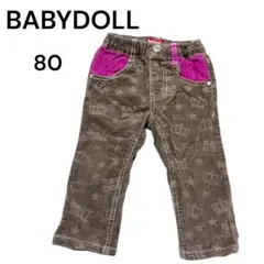 【ベビードール】80cm コーデュロイパンツ ベビドロゴ クラウン ウエストゴム