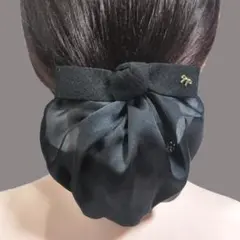 お団子ネット リボン　シニヨンネット　バレッタ　冠婚葬祭 韓国 就活 D791