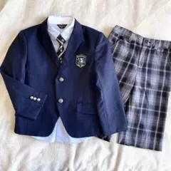 【美品】コムサイズム フォーマルスーツセットアップ 120 4点セット ネイビー