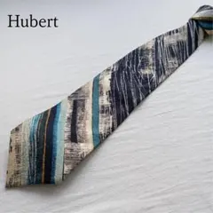 ヒューバート ネクタイ ブルー ストライプ柄 アート調【n7267】