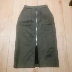 TRUDEA スウェード調タイトスカート フロントジッパー&スリット Sサイズ