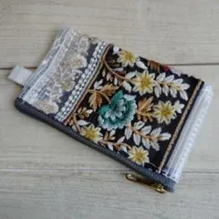 【RIN様】インド刺繍リボンのミニポーチ　11cmファスナー