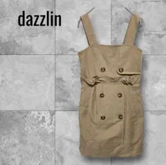 ダズリン ノースリーブワンピース【S】ブラウン ウエストゴム ボタン装飾 フリル