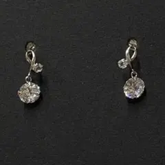 K10WG ピアス ジルコニアk14キャッチ　シンプル