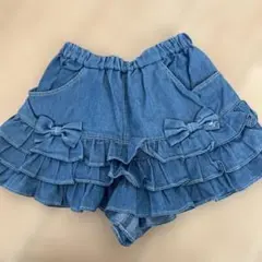 デニム フリル付きショートパンツ
