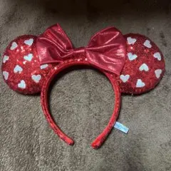 ミニーマウス風カチューシャ 赤 ハート装飾