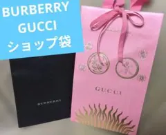 GUCCI ピンクショッパー袋 & BURBERRY 黒ショッパー袋