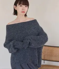meilmada アルパカタッチオフショルニット オフショル グレー ニット