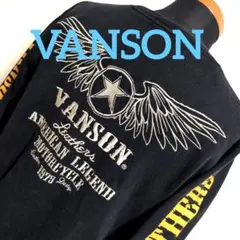 ev16 VANSON ウィング刺繍 黒 スウェット ビッグロゴロゴ メンズMのサムネイル