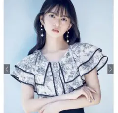 グレイル　トワルドジュイ柄ダブルフリルカラーブラウス[pp111]