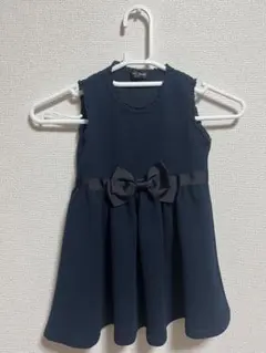 ネイビーリボンドレス ノースリーブ フレア