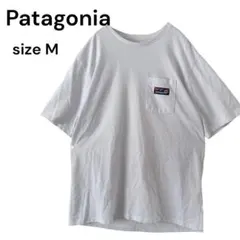 Patagonia ポケットTシャツ ポケT 白 M ロゴ パタゴニア