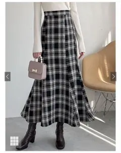 チェック柄ツイードマーメイドスカート