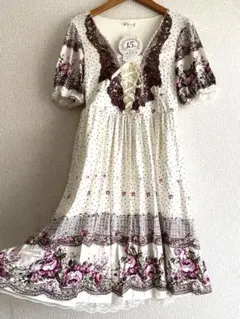 新品axes femme花柄レースアップワンピース バラ ローズ レース フリル