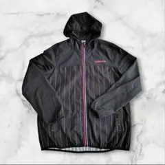 アディダスネオ ウィンドブレーカー J/OT XL 黒 ピンストライプ ピンク