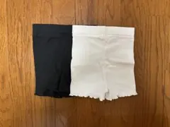 ペアマノン 1分丈リブレギンス ホワイト ブラック 2枚セット