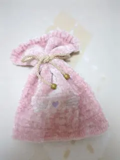 【3月で処分】ウサギモチーフ巾着袋 ピンク ふわふわ モコモコ 可愛い✽
