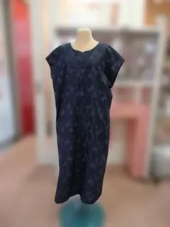 ハンドメイド　着物リメイク　塩沢紬　ワンピース