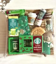 ガチャ詰めポーチ　カフェ風　デコレーションパーツ　デコパーツ　グリーン系