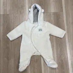 ホワイト　クマ　フリース　ロンパース
