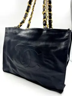 シャネル デカココ チェーンショルダーバッグ トート ラムスキン
