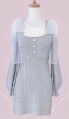 evelyn ハートオフショルリボン op IGY アイスグレイ