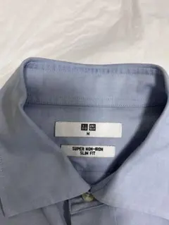 UNIQLO スーパーノンアイロン M ブルーシャツ