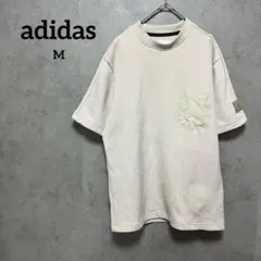アディダス モックネック 半袖 Tシャツ ベージュ系 M ゴルフウェア
