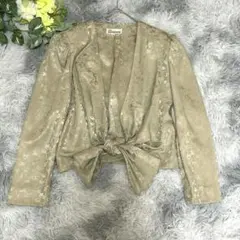 【LUIS ESTEVEZ】リボンノーカラージャケット　Мサイズ　ゴールド