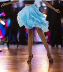 未使用品【社交ダンス】スタンダードスカート③（紺色） ミディ丈スカート（M/L）No.504 ネイビー 社交ダンスレッスン