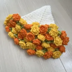 ハンドメイド　バラ　黄色　オレンジ　花束ブランケット　65cm ブーケ