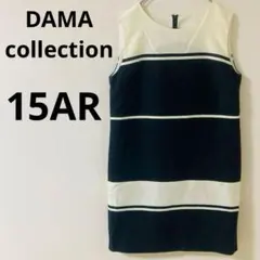 DAMA collectionノースリーブワンピースひざ丈ランダムボーダー柄綿混