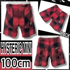 【HYSTERIC MINI/100】ジップ装飾付チェック柄ハーフパンツ