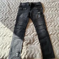 バイカーデニム ダメージ ブラック Y2K 平成 00s 古着 ストリート