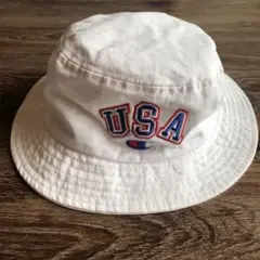 Champion USA刺繍 バケットハット ホワイト