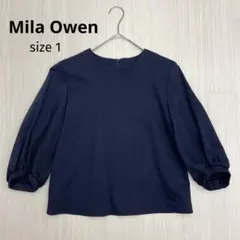◆ Mila Owen ミラオーウェン 7分袖 カットソー ブラウス ネイビー