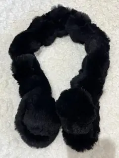 黒ファーマフラー　ラビット　黒