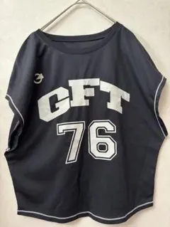 #3672 G-FIT ブラックTシャツ 76プリント フリーサイズのサムネイル