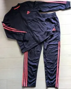 adidas ジャージ ネイビー/蛍光サーモンピンク 140