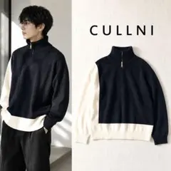 6200 美品✨ クルニ ジップタートルネックレイヤードニット バイカラー 1のサムネイル