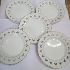 柴田陶器 ケーキ皿5枚セット ハート　金縁　中皿
