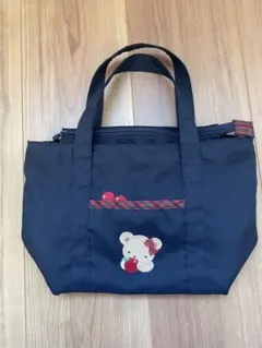 ファミリア　赤チェックトートバッグ