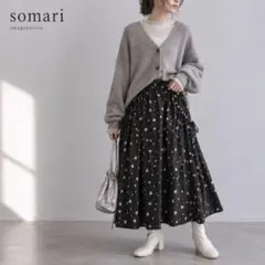 somari imagination花柄リボンシャーリングスカート　ブラック　2のサムネイル