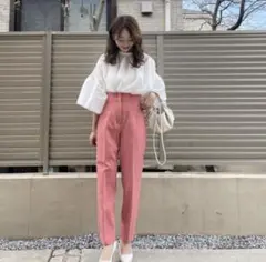 ZARA ハイウエストパンツ　ピンク　サイズS