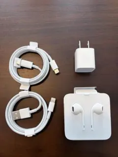 【新品未使用】Apple イヤフォン・充電器・ケーブルセット