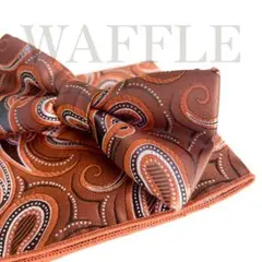 【高級感】蝶ネクタイ・ポケットチーフ | オレンジ ペイズリー